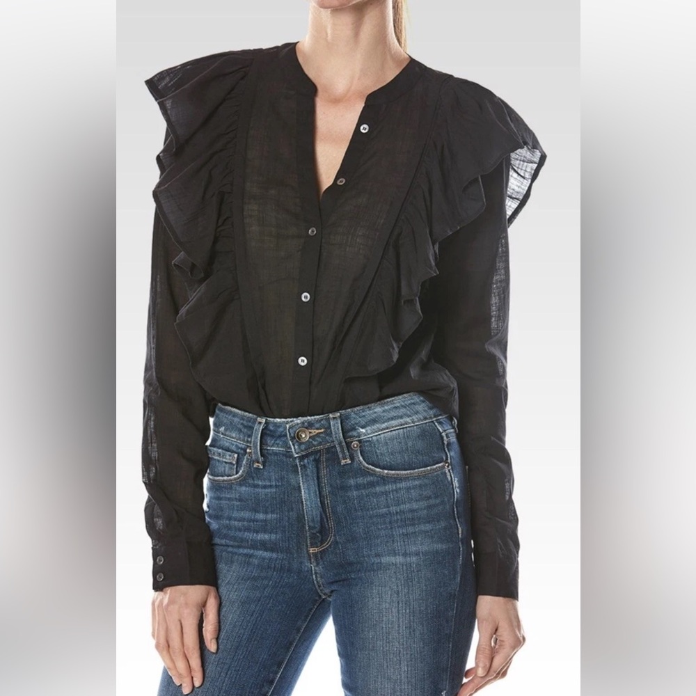 Paige Farren Blouse Cotton In Black Sz Small